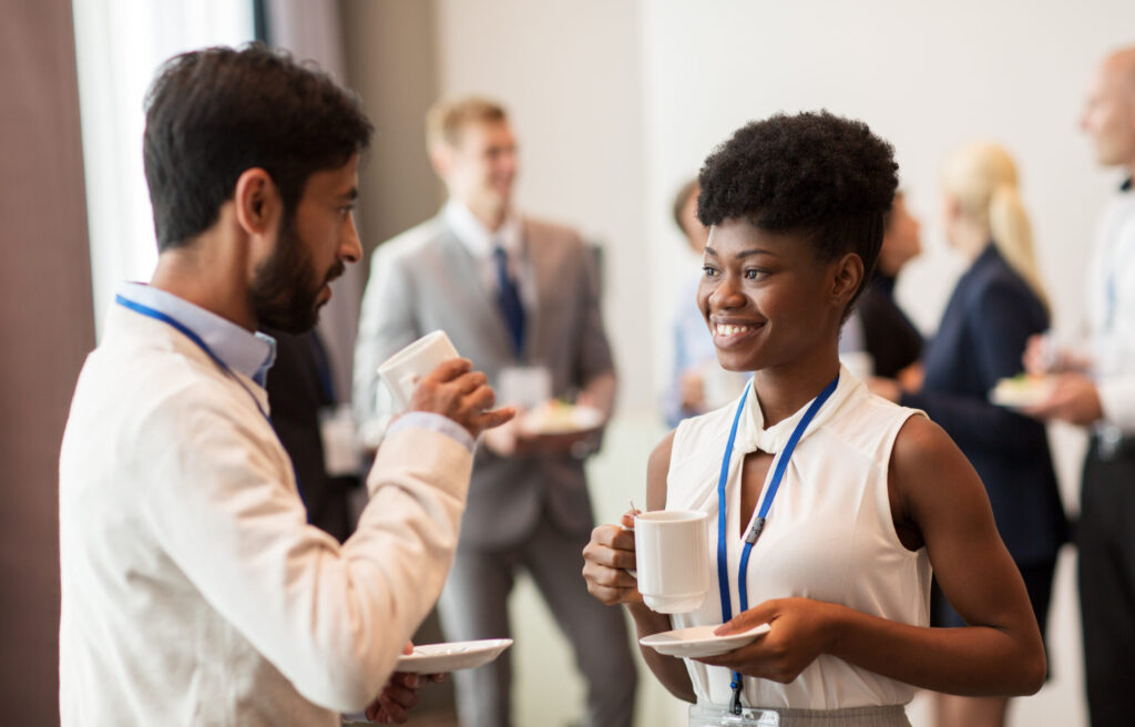 people drinking coffee at an event